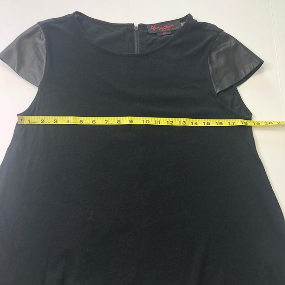 Alice+Olivia Air Top Black Lamb Leather Sleeves L - Picture 10 of 13